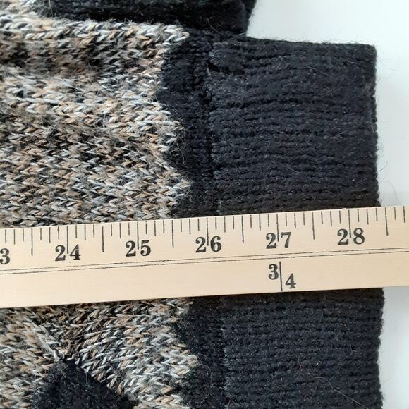 Vintage Peruvian Alpaca Sweater Hooded Pullover Aztec Black Nordic Fair Isle - Picture 9 of 10